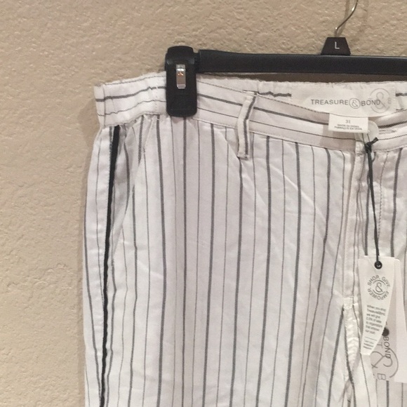 Treasure & Bond Crop Wide Leg Striped Trouser Pant - Picture 7 of 8